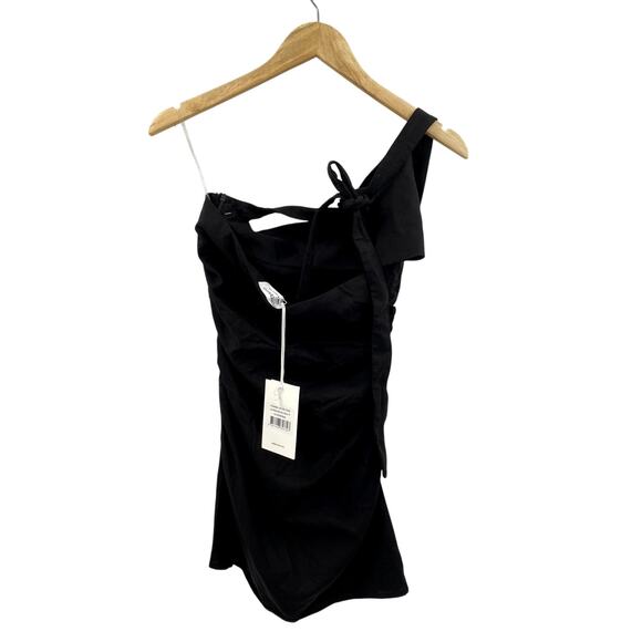 Peppermayo black Annalissa linen one shoulder mini dress - Picture 3 of 9